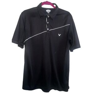 CALLAWAY MENS BLACK WHITE TRIM POLO STYLE SHIRT‎ SIZE L
